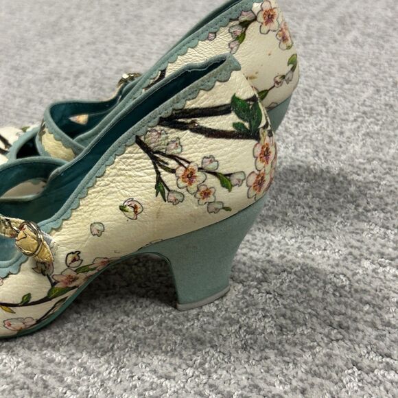 Irregular Choice Heels Womens US 7 Floral EU38 Maryjane’s Leather Cream Shoes - Picture 2 of 13